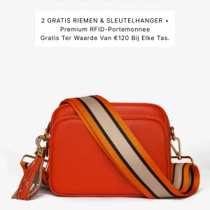 NoirSling | crossbody tas, verstelbare band, ritsvak, zwart -  Koraal zonsondergang
