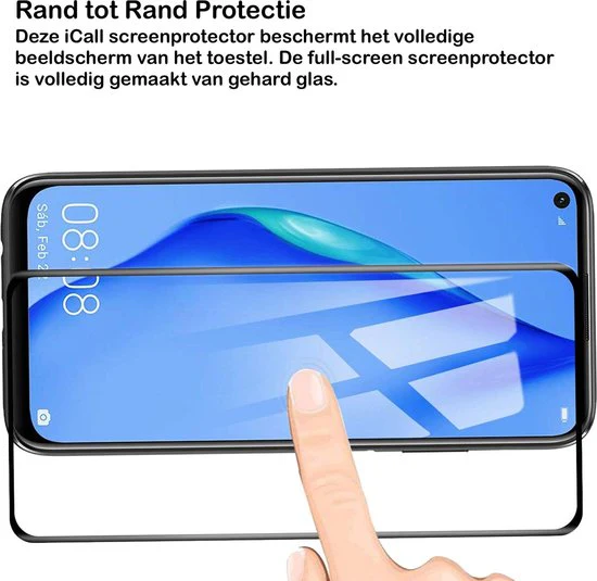 Screenprotector geschikt voor Huawei P40 Lite - Full Screen Protector Glas - Afbeelding 3