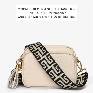 NoirSling | crossbody tas, verstelbare band, ritsvak, zwart - Ivoor